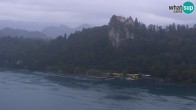Archiv Foto Webcam Bled: Blick auf See und Burg 13:00