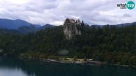 Archiv Foto Webcam Bled: Blick auf See und Burg 13:00