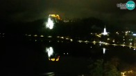 Archiv Foto Webcam Bled: Blick auf See und Burg 03:00