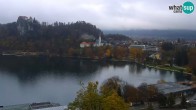 Archiv Foto Webcam Bled: Blick auf See und Burg 11:00