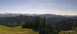 Archived image Webcam Grasgehren: Panoramic view over the ski resort 13:00