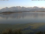 Archived image Webcam at Hopfen am See: Restaurant Fischerhütte 01:00
