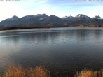 Archived image Webcam at Hopfen am See: Restaurant Fischerhütte 07:00