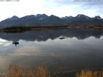 Archived image Webcam at Hopfen am See: Restaurant Fischerhütte 09:00