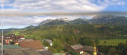 Archived image Webcam Panoramic view from hotel Herrschaftstaverne towards village Haus im Ennstal, Styria 08:00