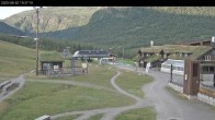 Archived image Webcam Myrkdalen Hotel at base station chair lift Myrkdalsekspressen 19:00