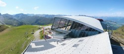 Archived image Webcam Axamer Lizum: Hoadl-Haus und Top station Olympiabahn 13:00