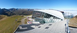 Archived image Webcam Axamer Lizum: Hoadl-Haus und Top station Olympiabahn 09:00