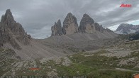 Archiv Foto Webcam Dreizinnenhütte Südtirol: Blick auf die 3 Zinnen 16:00
