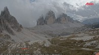 Archiv Foto Webcam Dreizinnenhütte Südtirol: Blick auf die 3 Zinnen 15:00