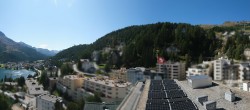 Archived image Webcam St. Moritz village II - View from Hotel Schweizerhof towards St. Moritz Bad 13:00