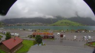 Archiv Foto Webcam Schöneben: Talstation der Bergbahn mit Blick auf Reschensee und Dorf Reschen 07:00