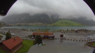 Archiv Foto Webcam Schöneben: Talstation der Bergbahn mit Blick auf Reschensee und Dorf Reschen 09:00