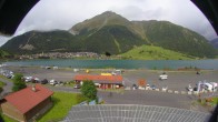 Archiv Foto Webcam Schöneben: Talstation der Bergbahn mit Blick auf Reschensee und Dorf Reschen 15:00