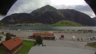 Archiv Foto Webcam Schöneben: Talstation der Bergbahn mit Blick auf Reschensee und Dorf Reschen 07:00