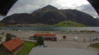 Archiv Foto Webcam Schöneben: Talstation der Bergbahn mit Blick auf Reschensee und Dorf Reschen 08:00