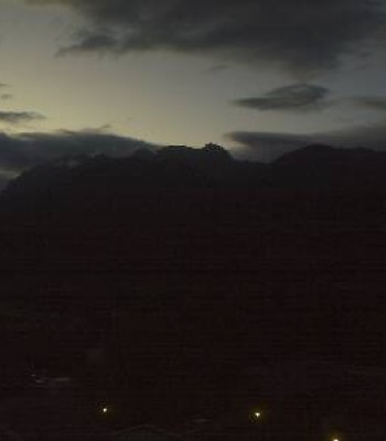 Panoramic view from hotel Herrschaftstaverne towards village Haus im Ennstal, Styria