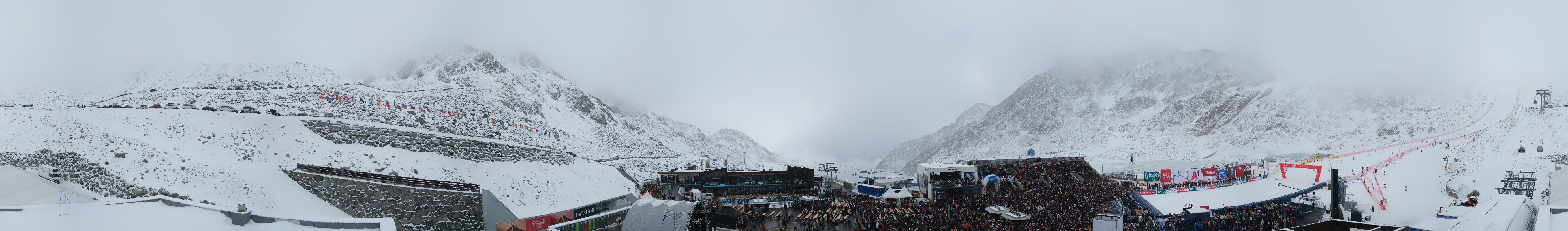 Sölden Rettenbachgletscher: Weltcuptribüne und Talstation